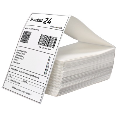 1000 x White Fanfold Direct Thermal Labels 4x6